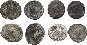 obverse: The Roman Empire. Lot of 8 unclassified AR (2), BI (5) and AE (1) Antininiani, including: Valerian, Diocletian, Postumus, Aurelian, Gallienus, Otacilia Severa, Probus