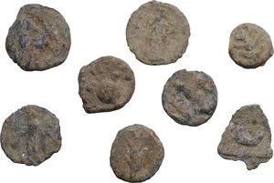 obverse: Leads from Ancient World.. Multiple lot of eight (8) unclassified PB Tesserae