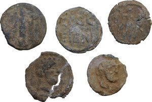 obverse: Leads from Ancient World.. Multiple lot of five (5) unclassified PB Tesserae