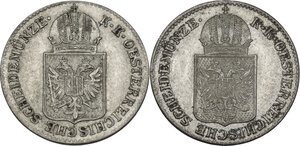 obverse: Austria.  Franz Joseph (1848-1916). Lot of two (2) 6 kreuzer 1849 A, Wien mint