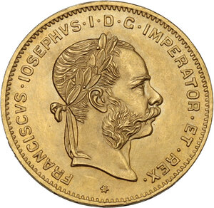 obverse: Austria.  Franz Joseph (1848-1916).. AV 4 Florins-10 Francs 1892, restrike