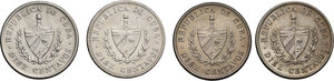 obverse: Cuba.  Republic. Lot of four (4) coins: 10 centavos 1915, 1920, 1948, 1949