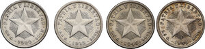 reverse: Cuba.  Republic. Lot of four (4) coins: 10 centavos 1915, 1920, 1948, 1949