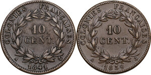 reverse: France.  Charles X (1824-1830).. Lot of two (2) coins: 10 cent 1839 and 1841