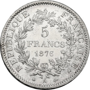 reverse: France.  Republic. 5 francs 1876 A, Paris mint