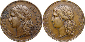 obverse: France.  Republic. Couple of AE medal 1878 for the Exposition Universelle in Paris