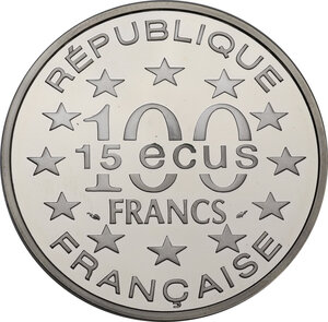 reverse: France.  Republic. 100 francs (15 ecus) 1993 Arc De Triomphe
