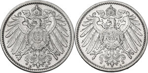 obverse: Germany. Lot of two (2) coins: mark 1905 D, 1906 A