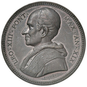 obverse: Roma. Leone XIII (1878-1903). Medaglia anno XIX/1896 AE gr. 39,25 diam. 44 mm. Opus Francesco Bianchi. Per la promulgazione dell Enciclica 