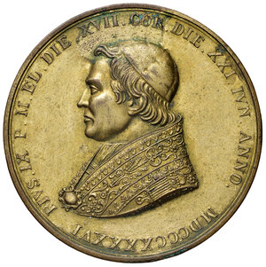 obverse: Roma. Pio IX (1846-1878). Medaglia anno I/1846 AE dorato gr. 49,13 diam. 48 mm. Opus Castiglioni. Per l elezione al pontificato. Bartolotti I-24. SPL/q.SPL