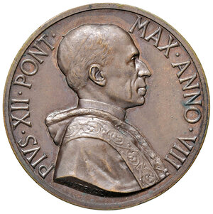 obverse: Roma. Pio XII (1939-1958). Medaglia anno VIII (1946) AE gr. 32,78 diam. 44 mm. Opus Aurelio Mistruzzi. Per il Concistoro del 1946. Bartolotti E946. Rara. FDC