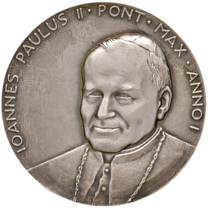 obverse: Roma. S. Giovanni Paolo II (1978-2005). Medaglia anno I/1978 AG gr. 42,36 diam. 44 mm. Opus Raus Vistoli. Per l elezione al pontificato. q.FDC