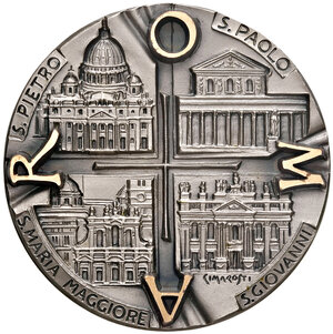 reverse: Roma. S. Giovanni Paolo II (1978-2005). Medaglia AE argentato gr. 83,84 diam. 51 mm. Opus Cimarosti. Le Basiliche patriarcali. FDC