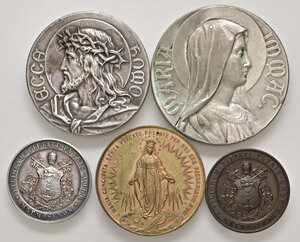 reverse: Vaticano. Lotto di cinque medaglie. S. Pio X (1903-1914). Medaglia anno I AG. Medaglia anno I AE. Medaglia AE. Medaglia AG. Medaglia MB. Da SPL a q.FDC