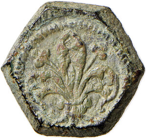 obverse: Firenze. Peso monetale del fiorino (sec. XV). AE gr. 3,28. Raro. Buon BB