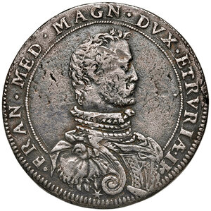 obverse: Firenze. Francesco I de Medici (1574-1587). Piastra 1585 AG gr. 31,21. Galeotti VIII, 29/38. MIR 181/8. Patina di medagliere, BB