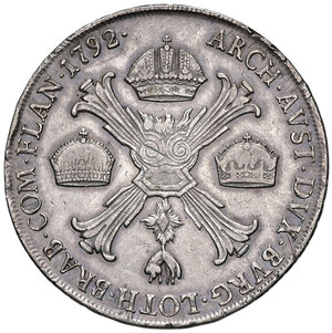 reverse: Milano. Francesco II d Asburgo-Lorena imperatore e duca di Milano (1792-1796). Crocione 1792 AG gr. 29,36. Crippa 7/A. MIR 472/1. Millesimo raro. Buon BB