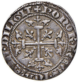 reverse: Napoli. Carlo II d Angiò (1285-1309). Gigliato AG gr. 3,29. Pannuti-Riccio 3. MIR 24. Patina di medagliere, BB