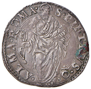 reverse: Roma. Giulio III (1550-1555). Giulio (segno C; Girolamo Ceuli, zecchiere) AG gr. 3,20. Muntoni 21. Berman 994. MIR 905/3. Patina di medagliere, buon BB