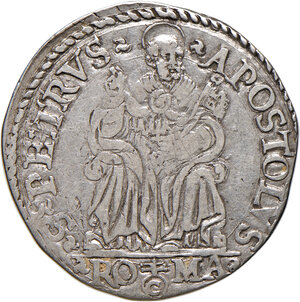 reverse: Roma. Pio IV (1559-1565). Testone (segno C; Girolamo Ceuli, zecchiere) AG gr. 9,41. Muntoni 9. Berman 1063. MIR 1053/5. Buon BB/BB