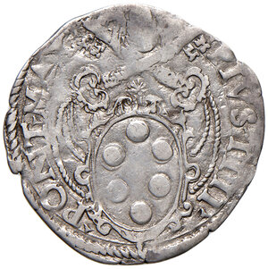 obverse: Roma. Pio IV (1559-1565). Giulio (segno C; Girolamo Ceuli, zecchiere) AG gr. 3,05. Muntoni 17. Berman 1066. MIR 1055/3. BB