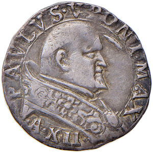 obverse: Roma. Paolo V (1605-1621). Mezzo grosso anno XII AG gr. 0,74. Muntoni 115. Berman 1575. MIR 1563/1. Patina di medagliere, BB