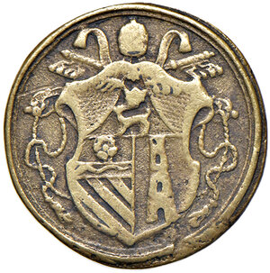 obverse: Roma. Benedetto XIII (1724-1730). Peso monetale dello zecchino (bollo Roma) AE gr. 3,24. Mazza 495. Raro. BB