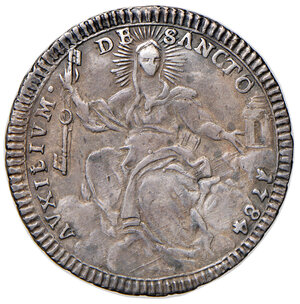reverse: Roma. Pio VI (1775-1799). Quinto di scudo 1784 anno X AG gr. 5,25. Muntoni 41a. Berman 2965. BB