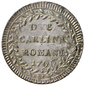 reverse: Roma. Pio VI (1775-1799). Da 2 carlini 1796 anno XXII MI gr. 4,20. Muntoni 81. Berman 2978. q.SPL