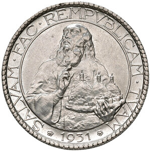 reverse: San Marino. Repubblica. I periodo: 1864-1938. Da 20 lire 1931 (Roma) AG. Pagani 342. FDC