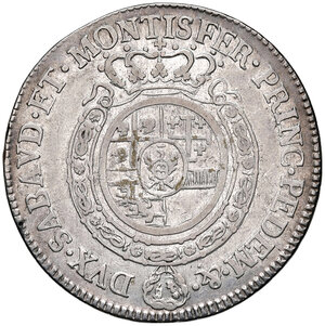 reverse: Savoia. Carlo Emanuele III (1730-1773). II periodo: nuova monetazione, 1755-1773. Mezzo scudo nuovo 1770 (Torino) AG gr. 17,39. MIR 947p. Raro. q.BB/BB 