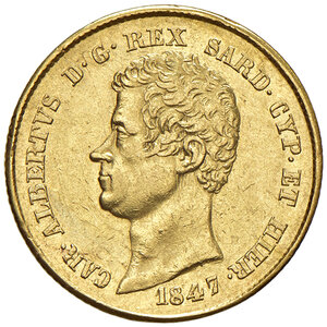 obverse: Savoia. Carlo Alberto (1831-1849). Da 20 lire 1847 (Genova) AV. Pagani 176a. MIR 1045f. q.SPL 