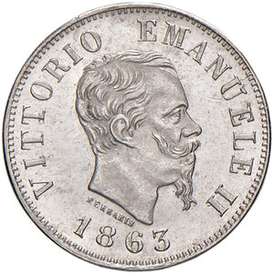 obverse: Savoia. Vittorio Emanuele II re d’Italia (1861-1878). Da 50 centesimi 1867 (Milano) AG. Pagani 527. MIR 1088a.  FDC 