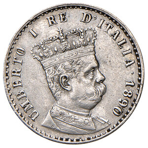 obverse: Savoia. Umberto I re d’Italia (1878-1900). Monetazione per la colonia Eritrea. Da 50 centesimi 1890 AG. Pagani 637. MIR 1113a. Rara. BB 