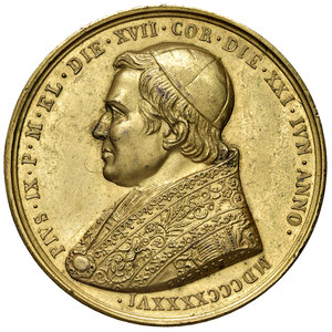 obverse: Roma. Pio IX (1846-1878). Medaglia 1846 AE dorato gr. 46,97 diam. 43 mm. Opus Giuseppe Cerbara. Per l incoronazione. Bartolotti E846. Più di SPL