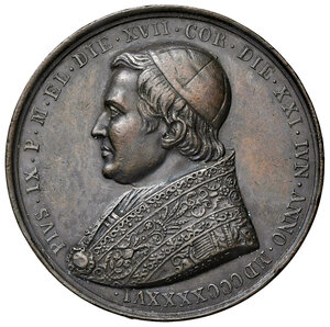 obverse: Roma. Pio IX (1846-1878). Medaglia 1846 AE gr. 36,82 diam. 43 mm. Opus Giuseppe Cerbara. Per l incoronazione. Bartolotti E846. SPL