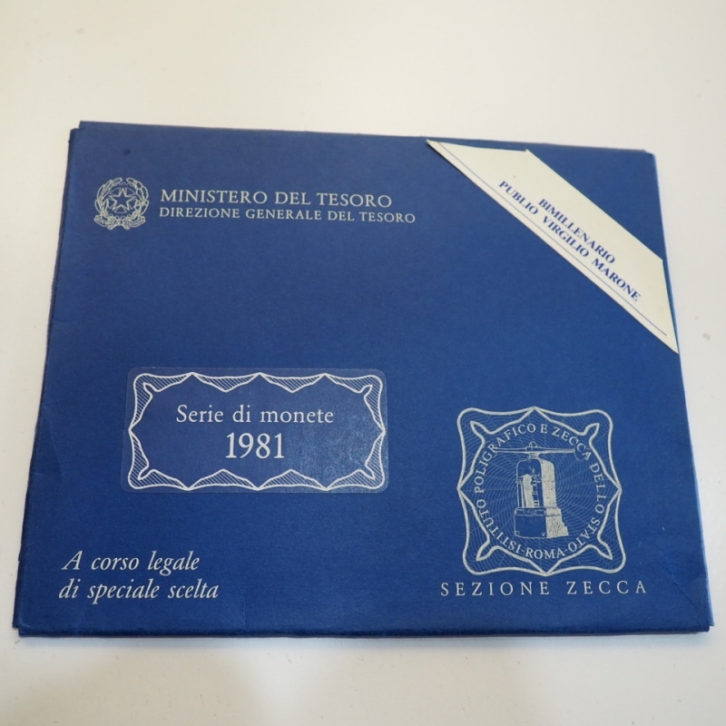reverse: Divisionale Insolito 1981 di monete a corso legale ma presenta all interno anche la 500 lire in argento del BIMILLENARIO PUBLIO VIRGILIO MARONE