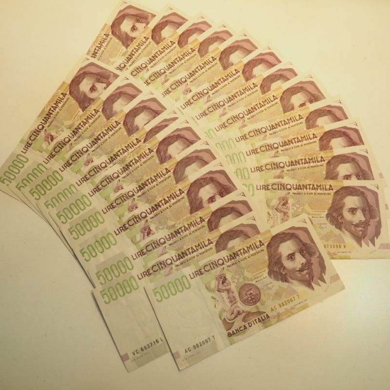 obverse: lotto - banconote - 22 pezzi da 50.000 lire BERNINI del II tipo . TUTTE DI OTTIMA CONSERVAZIONE