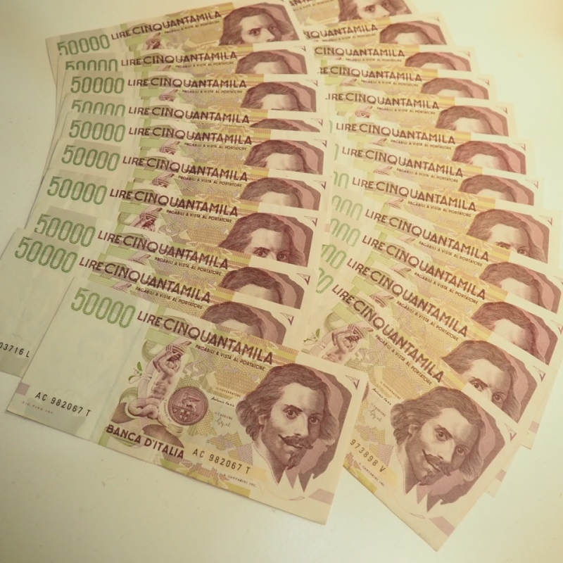 reverse: lotto - banconote - 22 pezzi da 50.000 lire BERNINI del II tipo . TUTTE DI OTTIMA CONSERVAZIONE