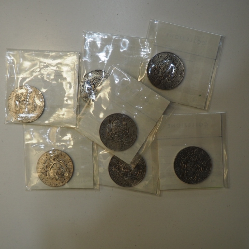 obverse: VATICANO - Lotto monete decimali,da 50 centesimi di Pio XI con Cartellini artigianali anni  60