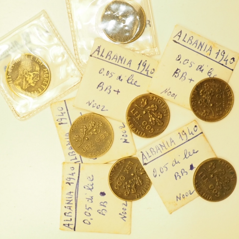 reverse: ALBANIA ITALIANA - Lotto di 7 monete da 0.05 Lek