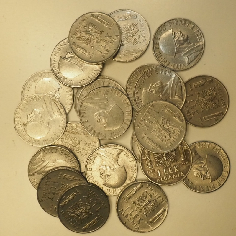 reverse: ALBANIA COLONIA ITALIANA - Monete Varie ,Un lotto composto da circa 22 monete da 1 lek