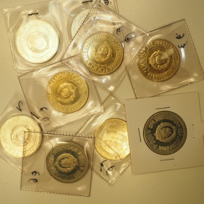 reverse: Jugoslavia - Lotto di 9 monete poco comuni tra cui 50 e 100 dinara commemorativi. Da Esaminare