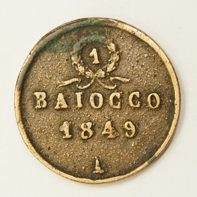 reverse: PREUNITARIE - ANCONA - REPUBBLICA ROMANA - BAIOCCO 1849A (1848/1849)