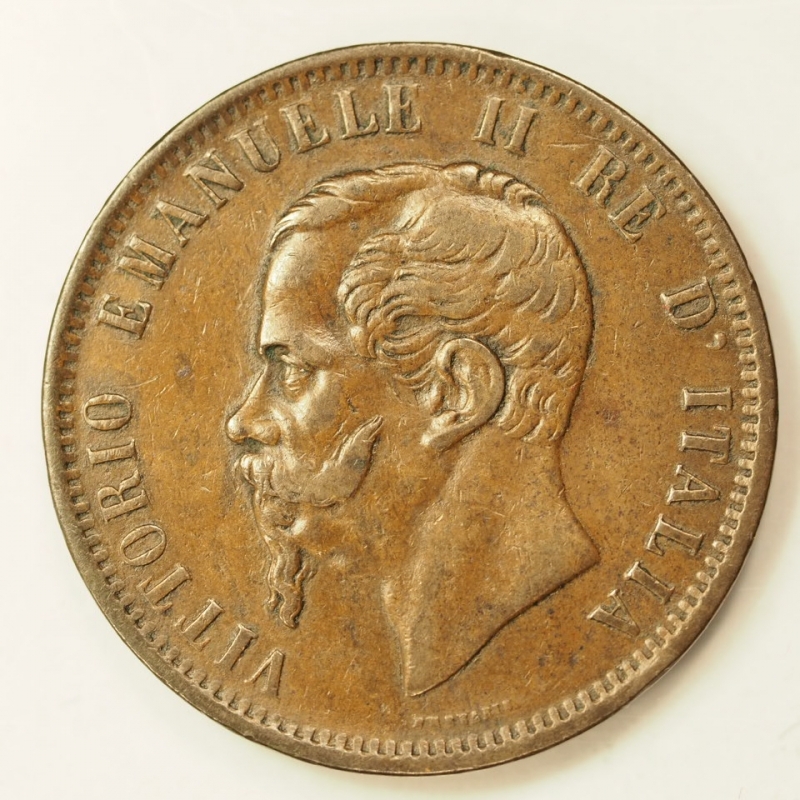 obverse: REGNO D ITALIA - VITT-EM-II --10 centesimi 1862 m - conservazione bb