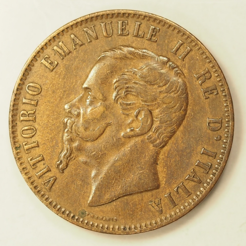 obverse: REGNO D ITALIA - VITT-EM-II - -10 centesimi 1866 H - conservazione bb