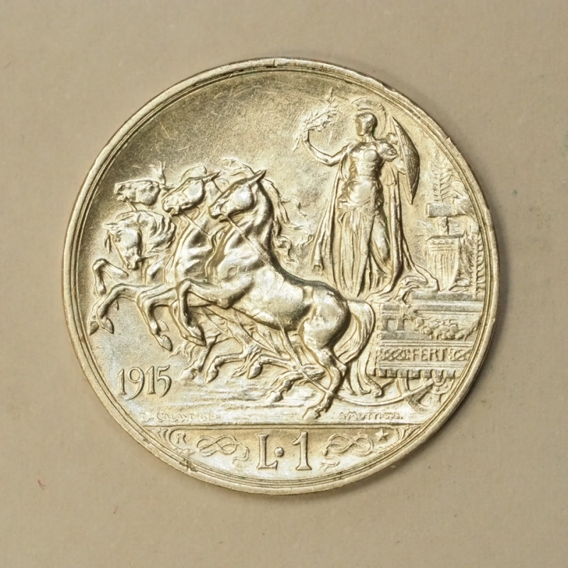 reverse: REGNO D ITALIA - VITT.EM.III - 1 lira 1915 Non Comune Conservazione Qfdc