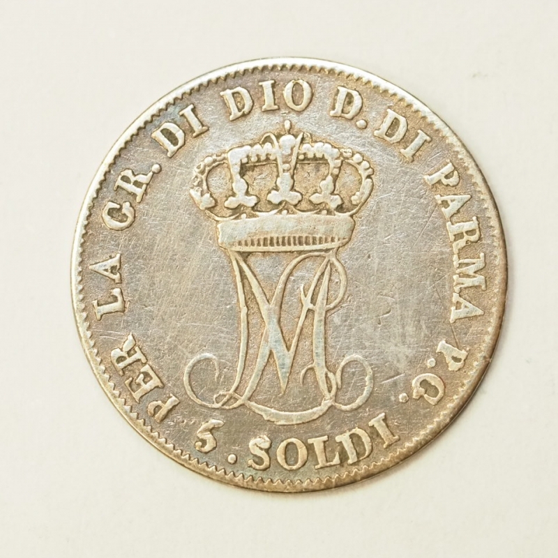 reverse: PREUNITARIE - DUCATO DI PARMA - MARIA LUIGIA D AUSTRIA - 5 SOLDI 1830 RARO