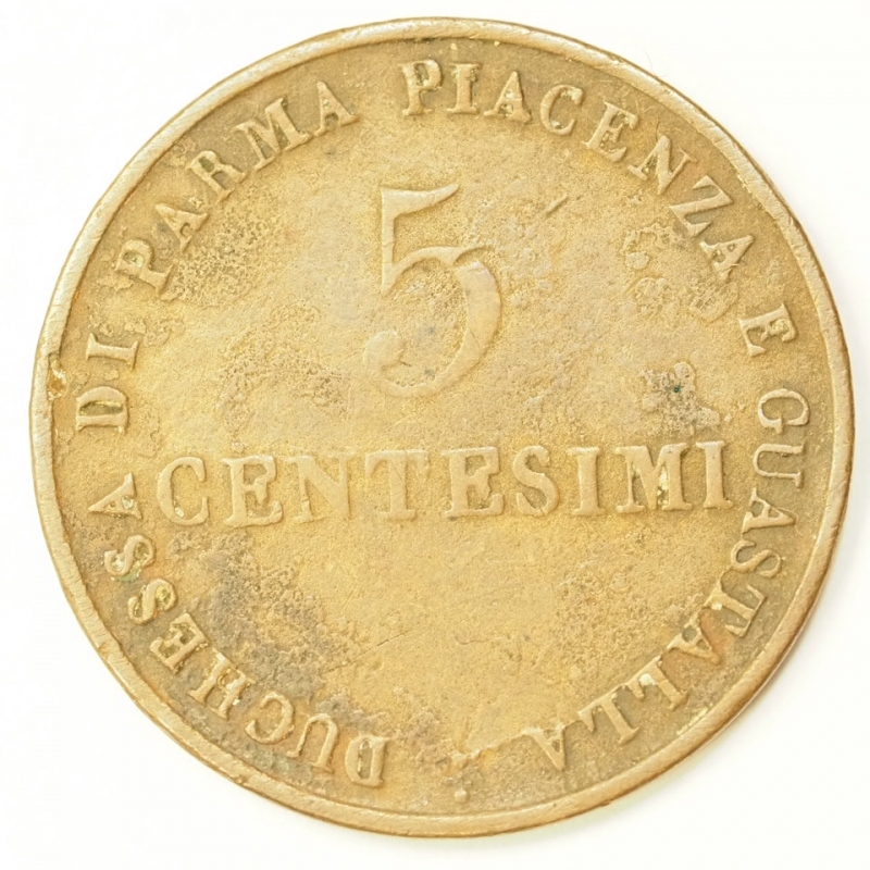 obverse: PREUNITARIE - DUCATO DI PARMA - MARIA LUIGIA D AUSTRIA - 5 centesimi 1830