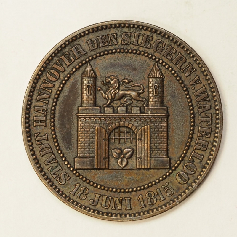 obverse: MEDAGLIA - HANNOVER - Waterloo 18 juni 1815 30MM DIAMETRO - 10,15 Grammi